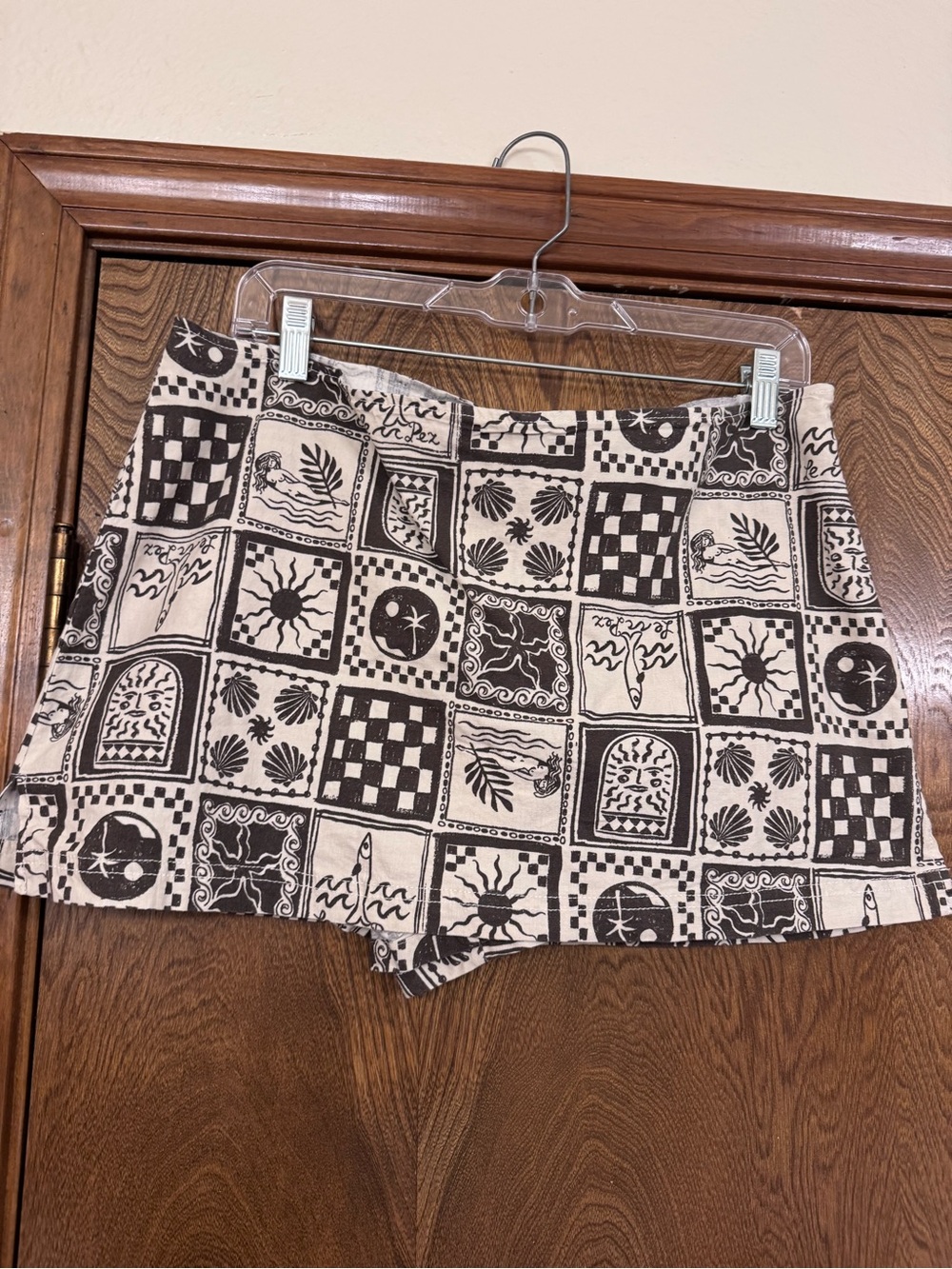 Urban Outfitters Black & Cream Printed Skort Shorts
